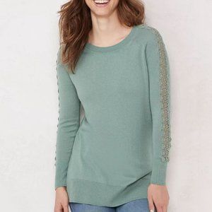 Brand New LC Lauren Conrad Lace-Trim Tunic Sweater size Small